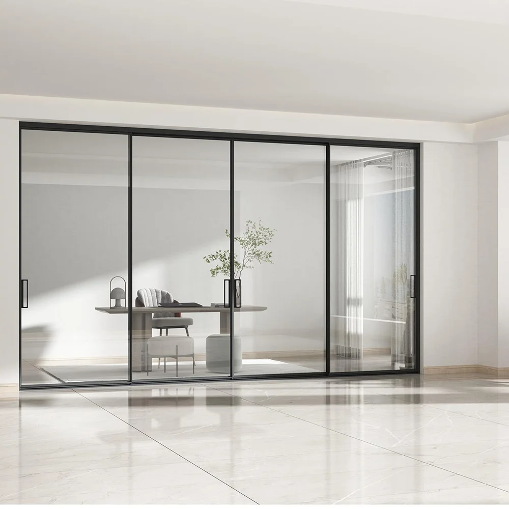 Simple Design Aluminium Thermal Break Glass Door Break Resistant Glass Sliding Doors Villa Heavy Duty Finished Sliding Doors