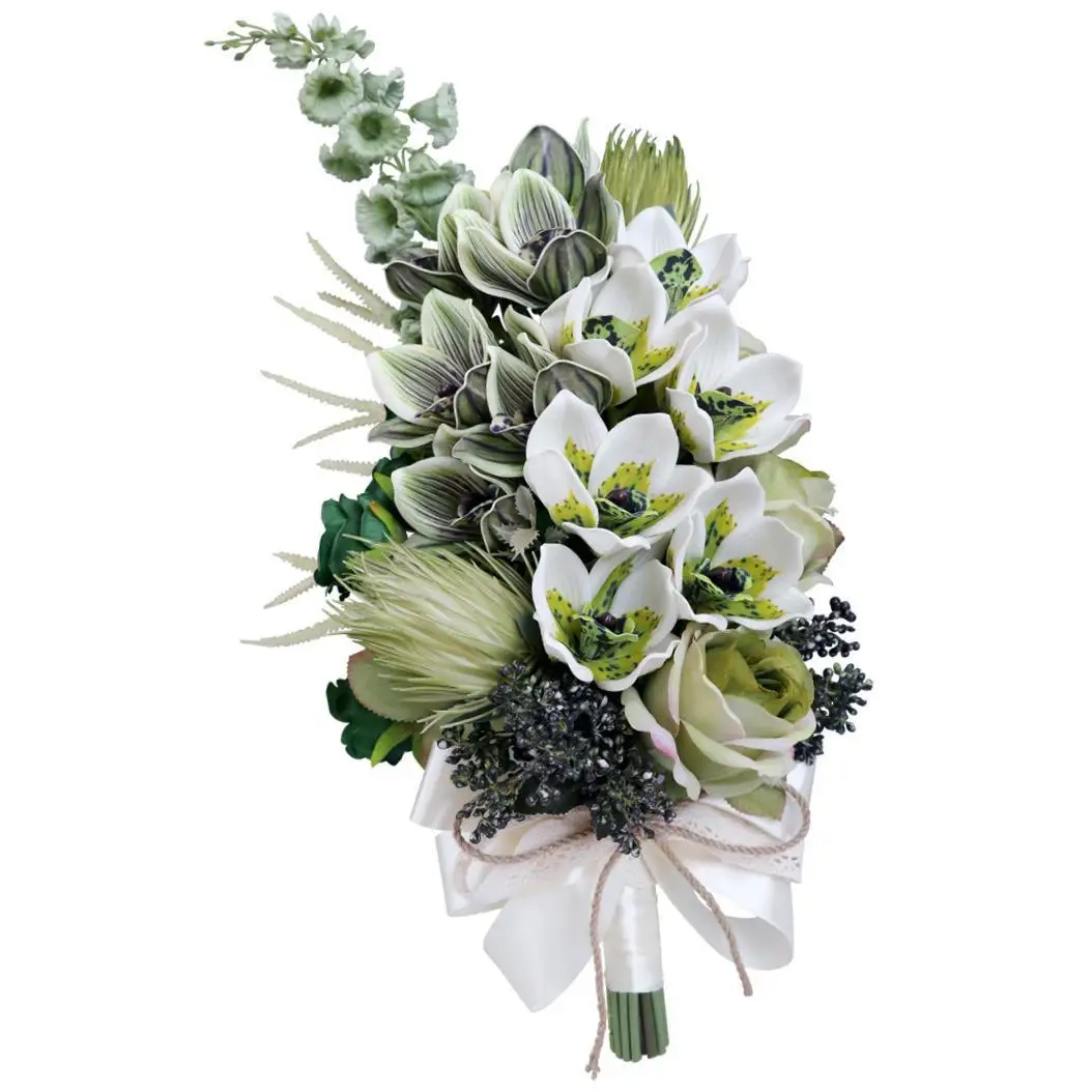 Cascading Bridal Bouquet, Tossing Bouquet Elegant Teardrop Bridesmaid Fake