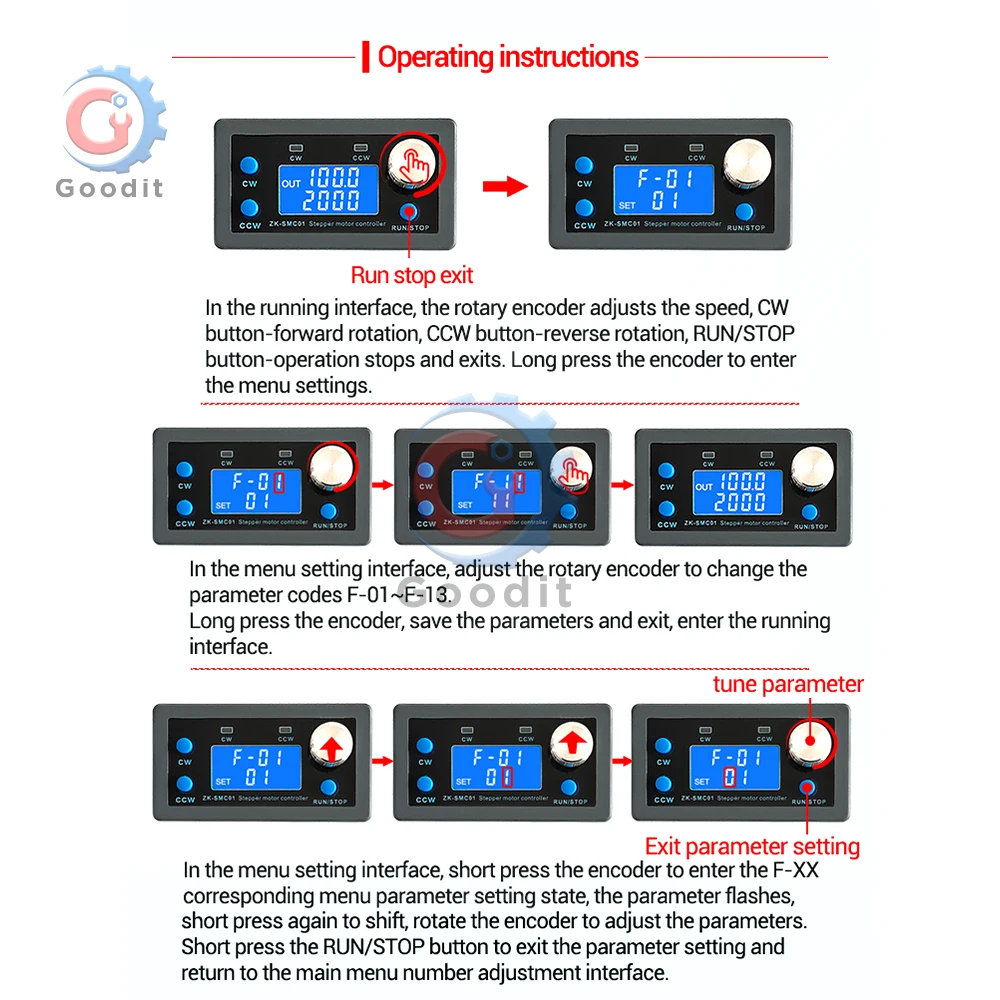 SMC01 Programmable 42 57 Stepper Motor Controller Positive Reverse Angle Pulse Speed Control Module PLC Serial Communication