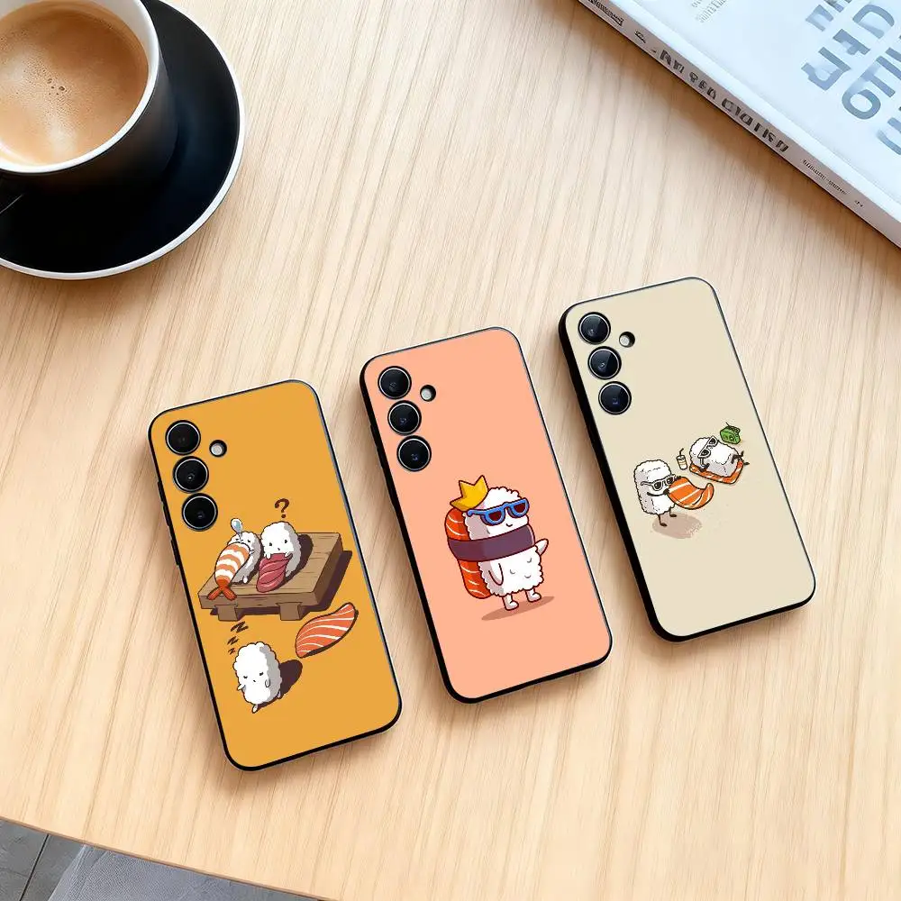 Cartoon Sushi  Phone Case For Samsung Galaxy A73,A72,A71,A70,A53,A52,A51,Soft Silicone Black Cover