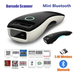 Mini scanner de código de barras 2d w6, sem fio, bluetooth, portátil, 1d, 2d, qr, matriz de dados, leitor pdf417 com função de armazenamento