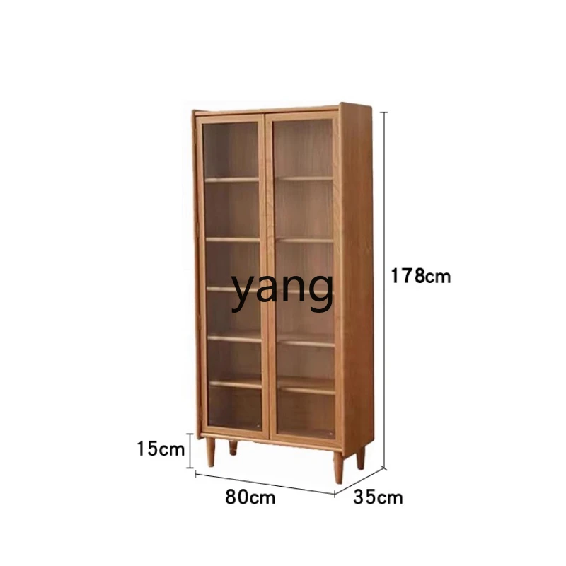 lmm Solid Wood Bookcase Floor-standing Cherry Wood Japanese-style Combination Cabinet Study White Oak Magazine Cabinet