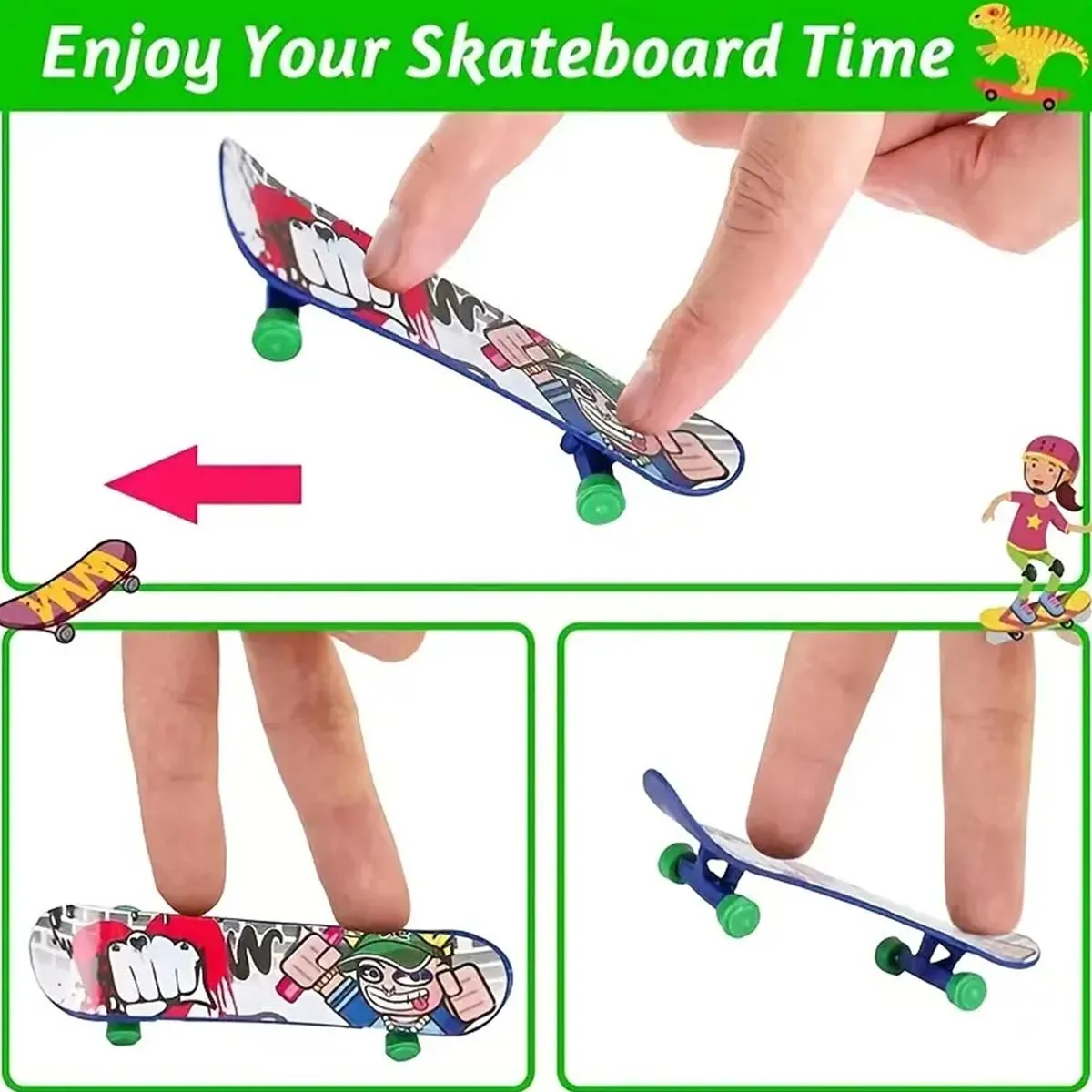 12pcs Mini Professional Skate Board Toys Cool Finger Sports Plastic Skateboards Creative Fingertip Toys for Adult and Kids