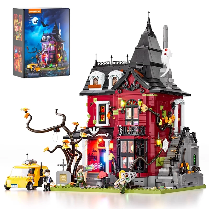 

New X Series Midnight Horror Ghost House Building MOC Building Blocks Assembly Street View Halloween Ornament Model Gift