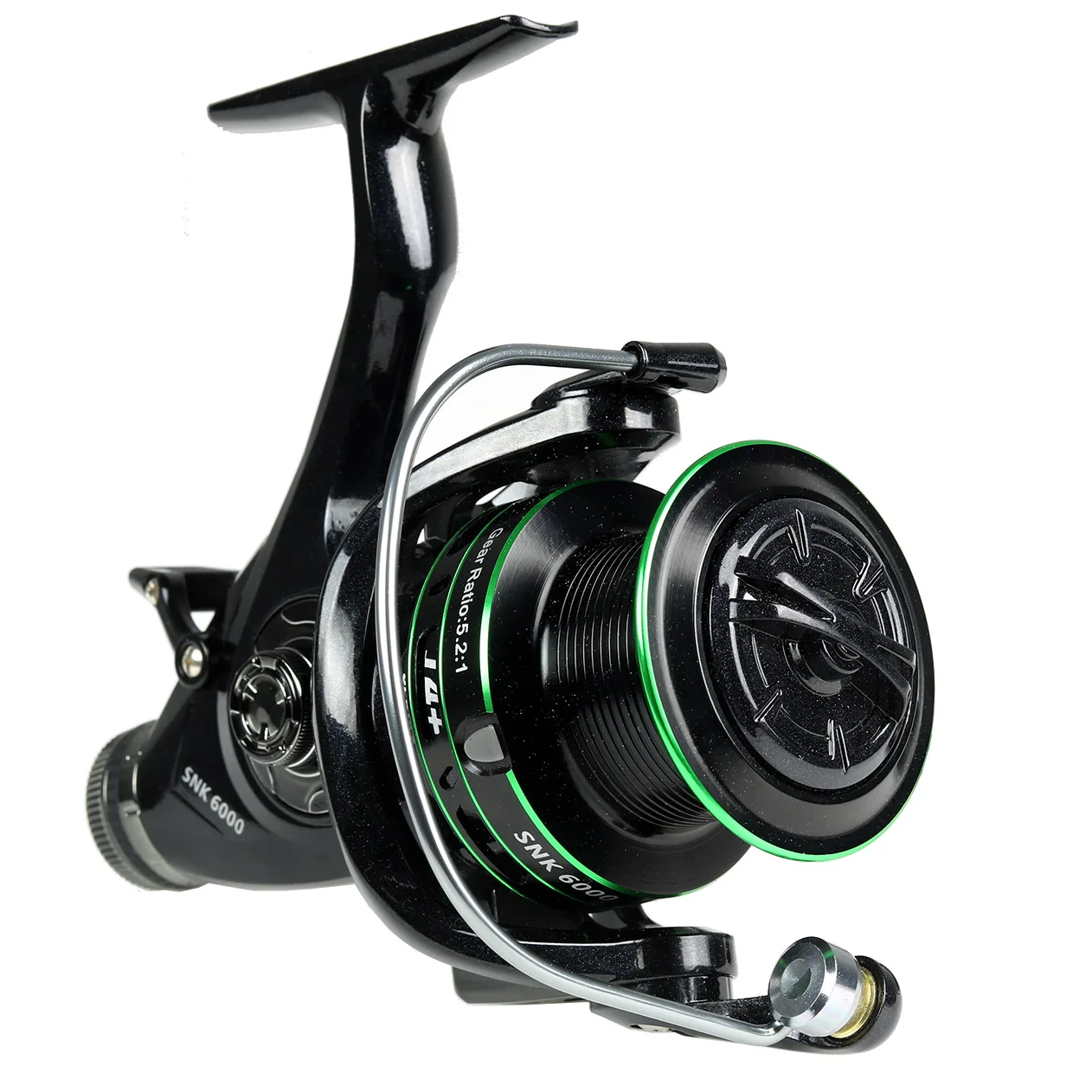 SSTKK Durable Long Throw Fishing Reel Front Rear Brakes Feeder 3000 4000 5000 6000 Wire Cup Spinning Reel Gear Ratio 5.2:1