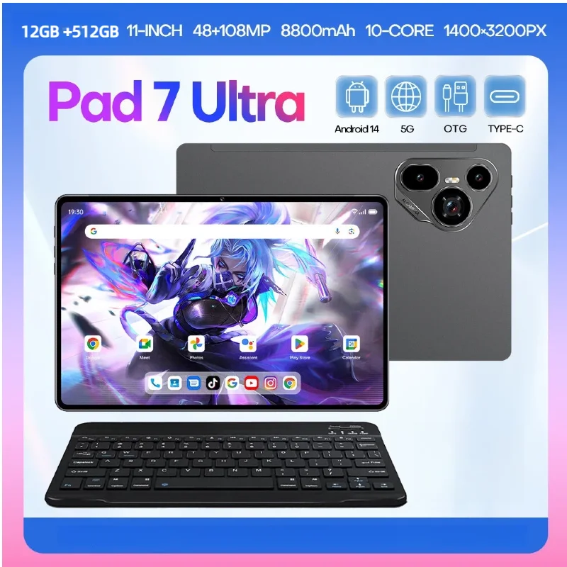 Original MI Pad 7 Ultra Android 14 Tablet PC 11 Inch 4K HD 12G+512GB Mass Memory 8800mAh 5G Dual SIM Phone Call WIFI Tablet