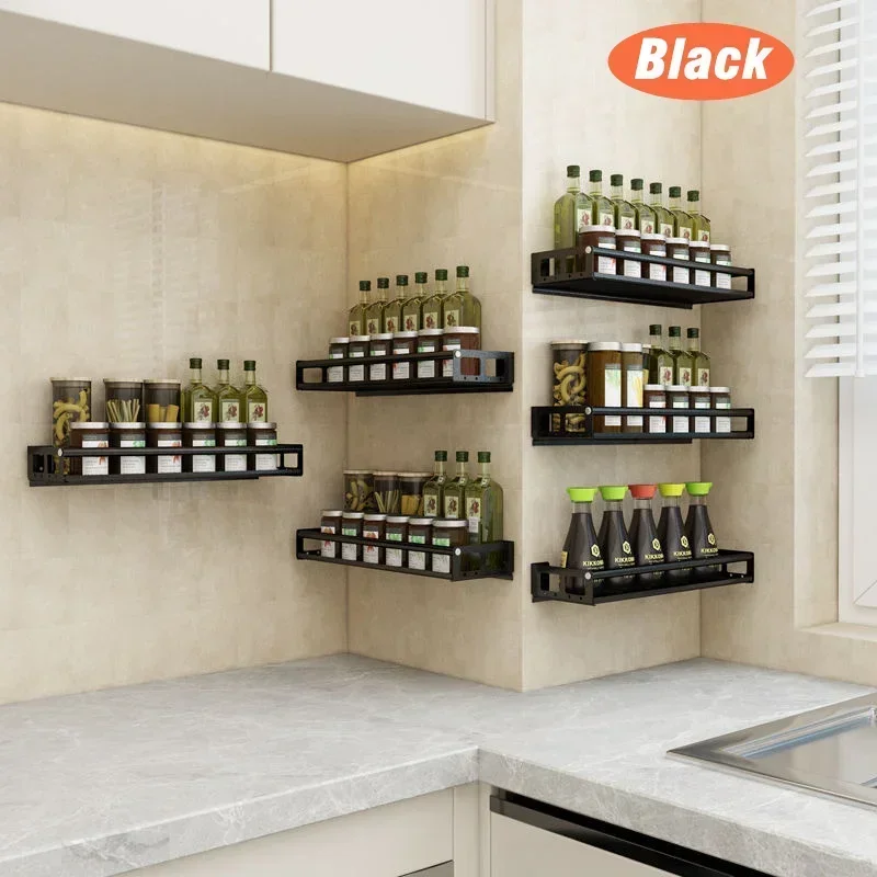 Spice Rack Wall Mount Kitchen Spice Organizer Storage Shelf Punch-Free Shelves Holder for Kitchen Wall Bathroom Household Items