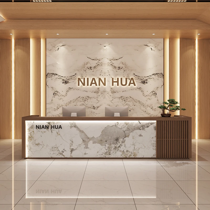 

Long Organizers Reception Desks Company Design Display Executive Hotel Reception Desks Luxury Mostrador Commercial Furniture