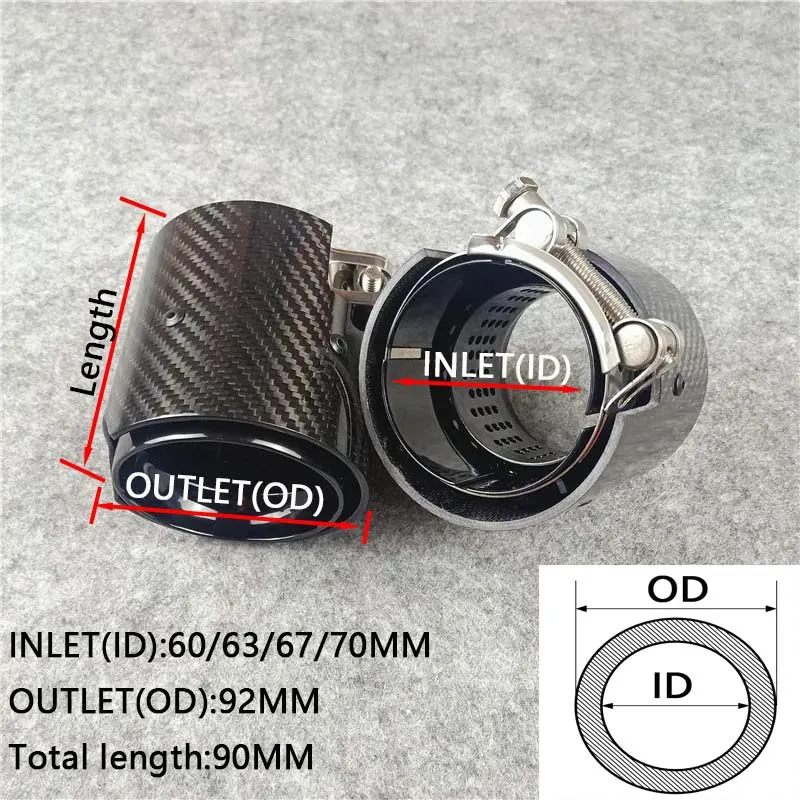 1 Pc Carbon Fiber Exhaust Pipe Length 90MM For BMW M2 M3 M4 M5 M6 M Performance ///M Emblem Muffler Tip Tailpipe Rear Nozzles view 6