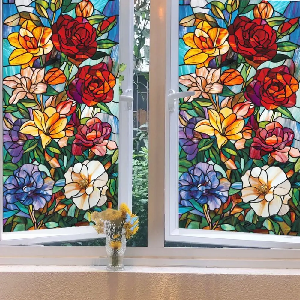 Decorative Privacy Glass Film Static Cling Window Sticker For Bathroom Shower Partition Waterproof Modern Home Decor Decal