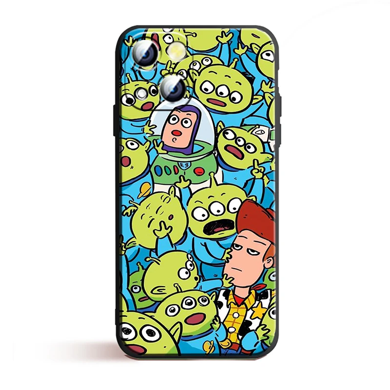 Toy Story Cute Alien Apple iPhone Case For 15 14 13 12 11 Mini XS XR X 6S 6 Pro Max Plus Black Soft Cover