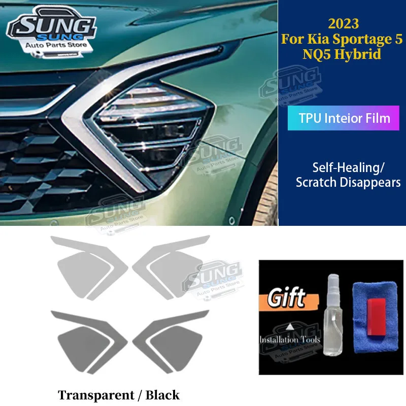 

For Kia Sportage 5 NQ5 Hybrid 2023 Car Exterior Headlight Anti-scratch Front Lamp Tint TPU Protective Film Repair Accessories