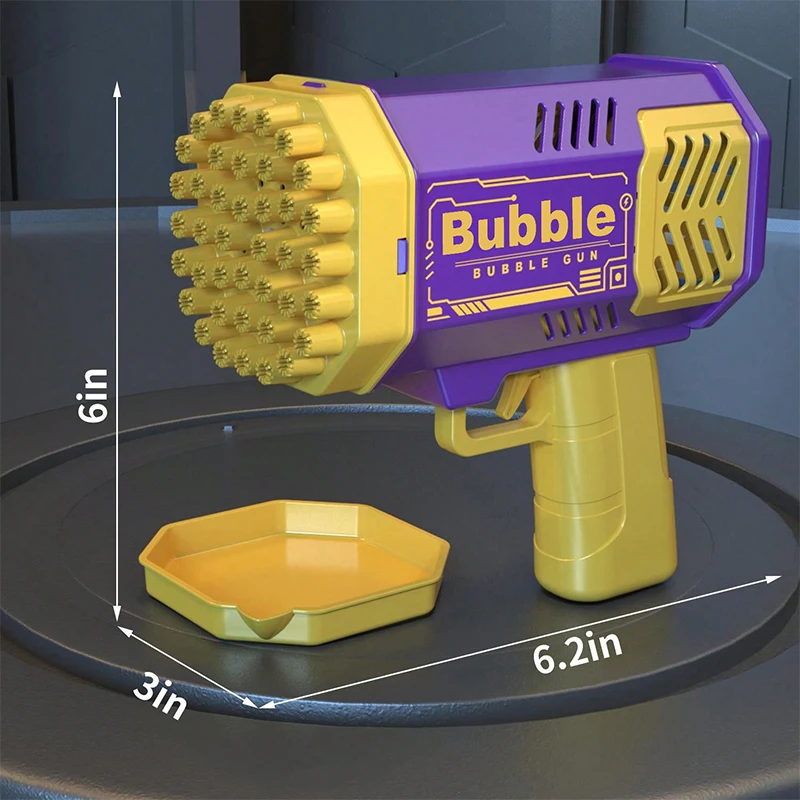 Macchina per bolle di luce spaziale completamente automatica portatile da 40 fori, giocattolo elettrico per bambini senza batteria e bolle d'acqua