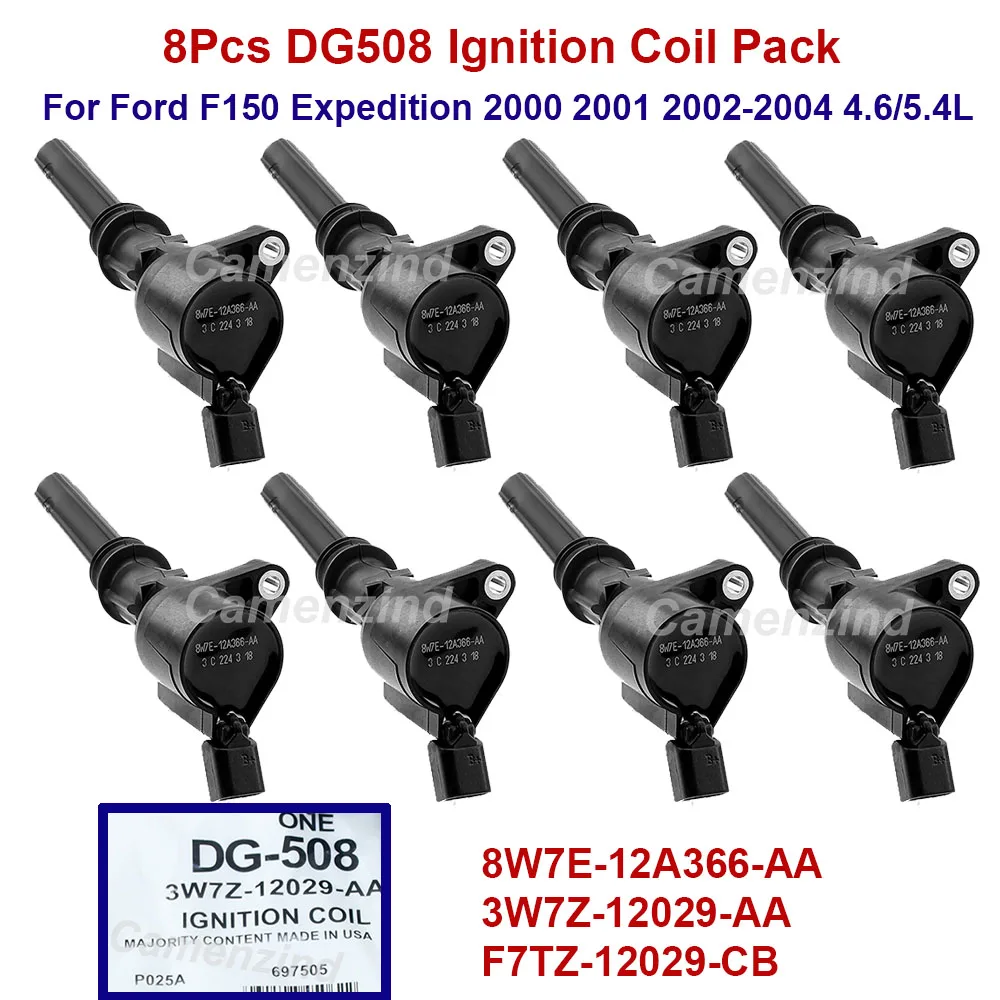 

8Pcs DG508 DG-508 Ignition Coil Pack For F-ord F150 F250 E150 Expedition 2000-2004 4.6/5.4L V8 3W7Z-12029-AA 3W7Z12029AA C1454