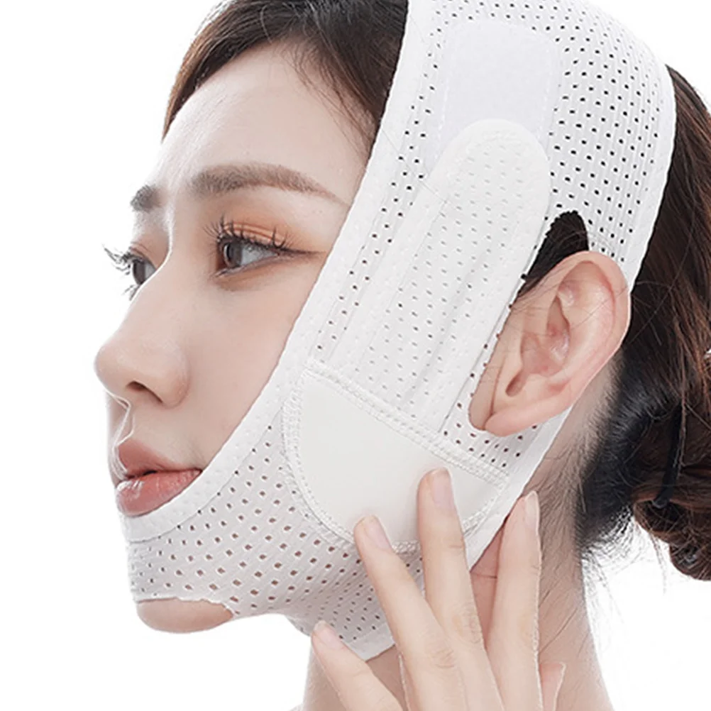 Vフェイスシェイプバンド　肌に優しい通気性のある顎リフトベルト　顔痩せ・引き締め・輪郭形成　睡眠中・視聴中・自宅で使用可能