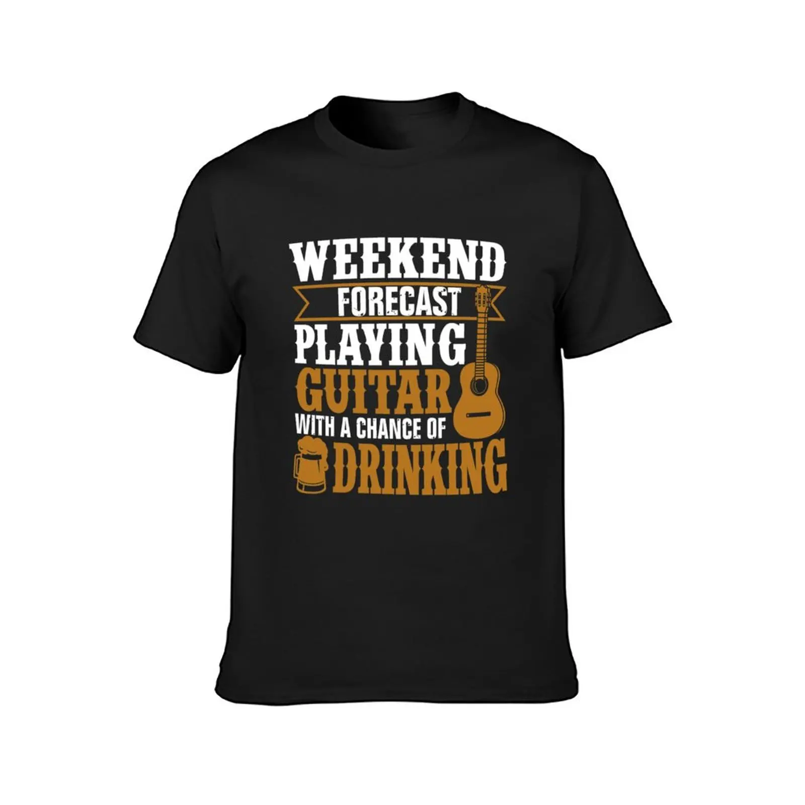 Weekend Forecast Playing Guitar With Drinking Rock Shirt T-Shirt Aesthetic clothing graphics tops sweat T-shirts for men cotton