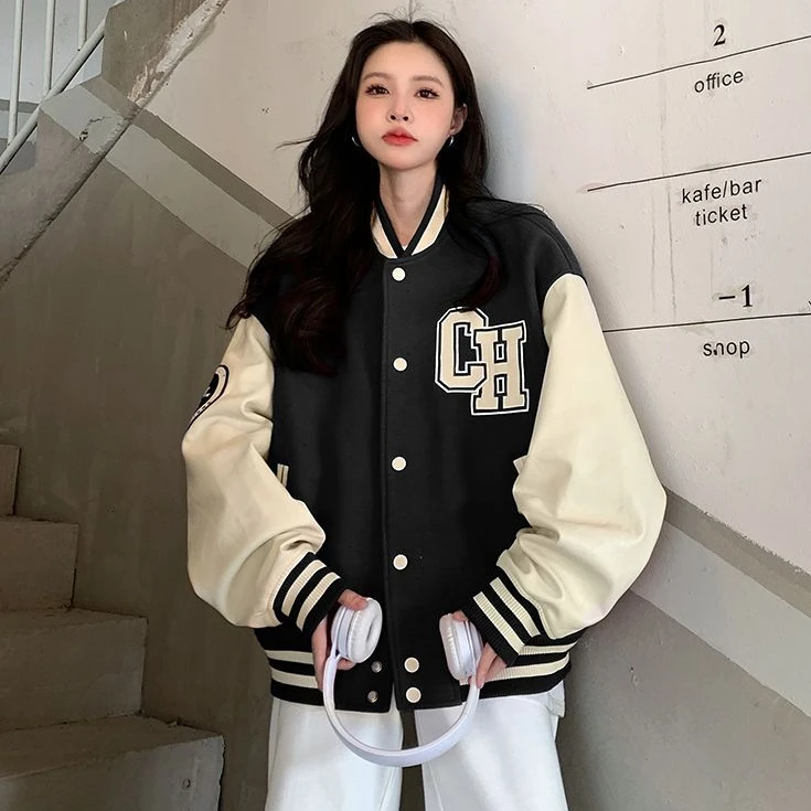 

Varsity Jacket Women Oversized Korean Fashion Baseball Jackets Y2k Streetwear Harajuku College Embroidery Coats