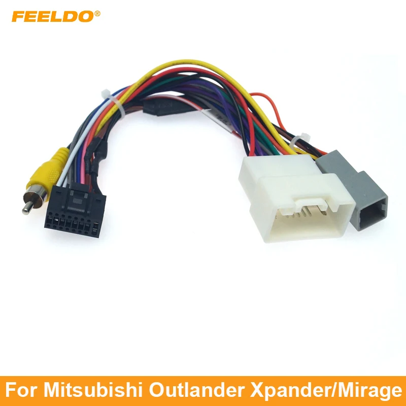 

FEELDO Car Stereo Radio 16PIN Adaptor Power Cable For Mitsubishi Outlander Xpander/Mirage Audio 16Pin Wiring Harness
