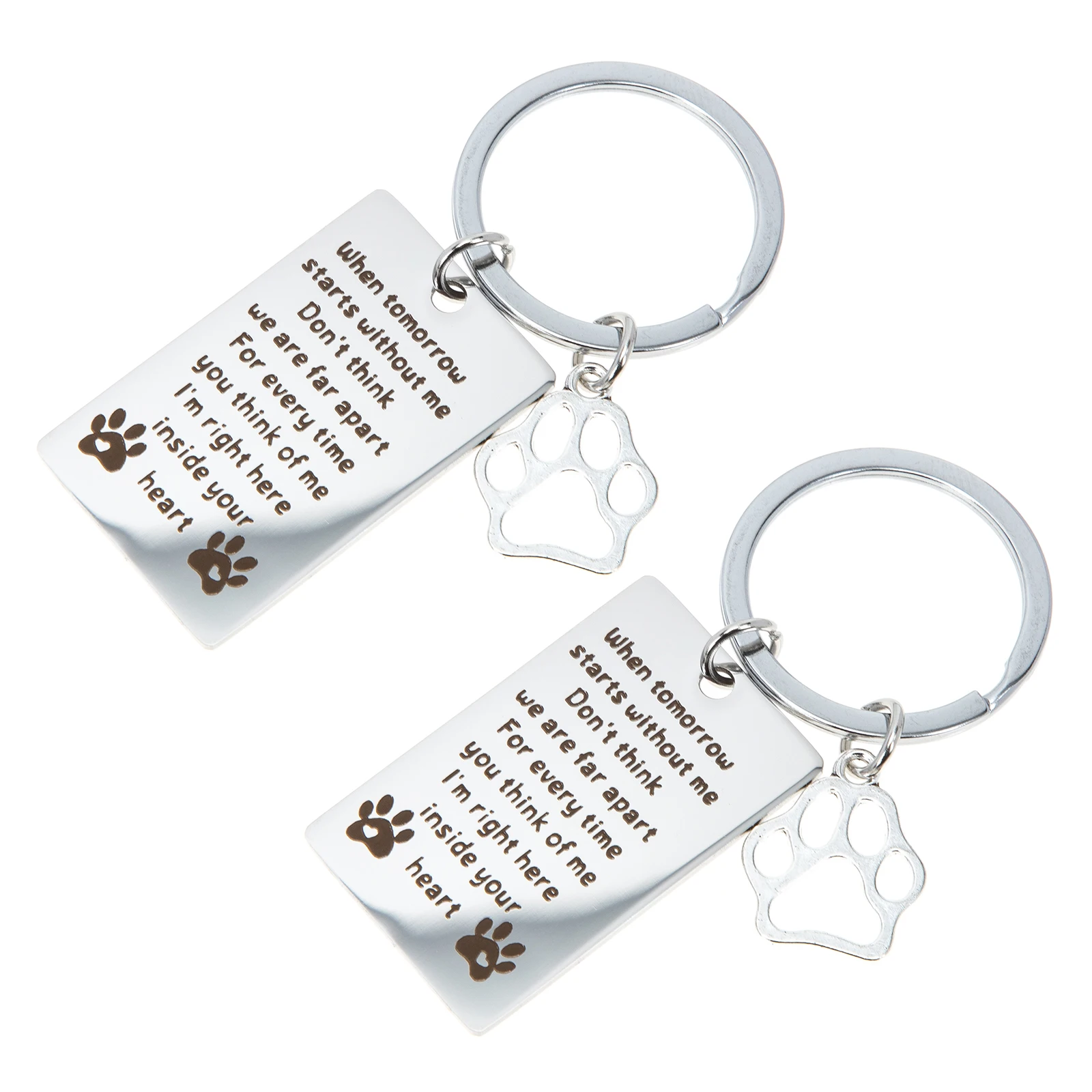 

Dog Memorial Keychain 2 Pcs Pet Remembrance Gifts Stainless Steel Durable Unique Design Meaningful Company Dogs Loss