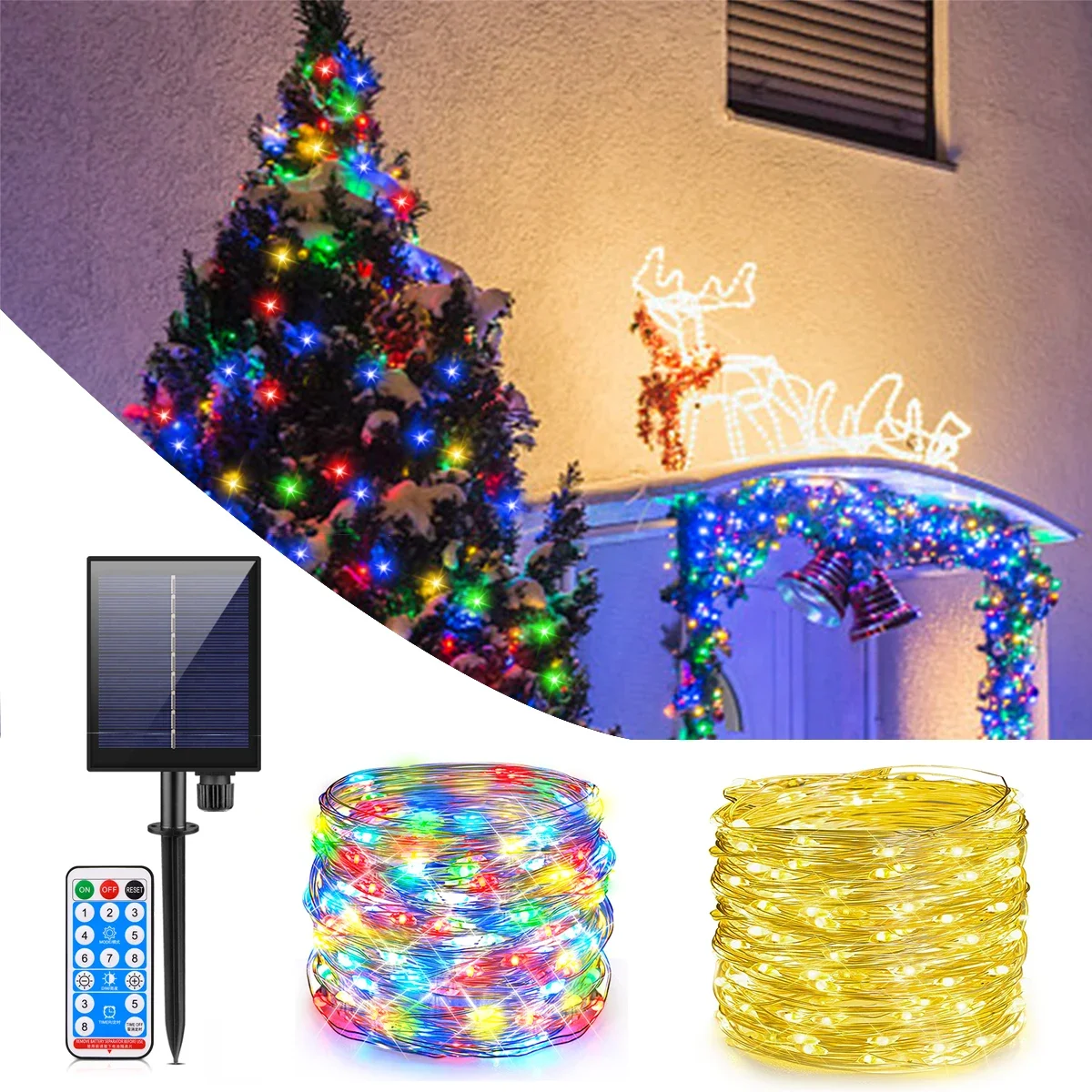 

Fast Charging Solar Panel LED String Fairy Lights 10M-100M Waterproof For Outdoor Garland Garden Christmas Tree Yard Decoration
