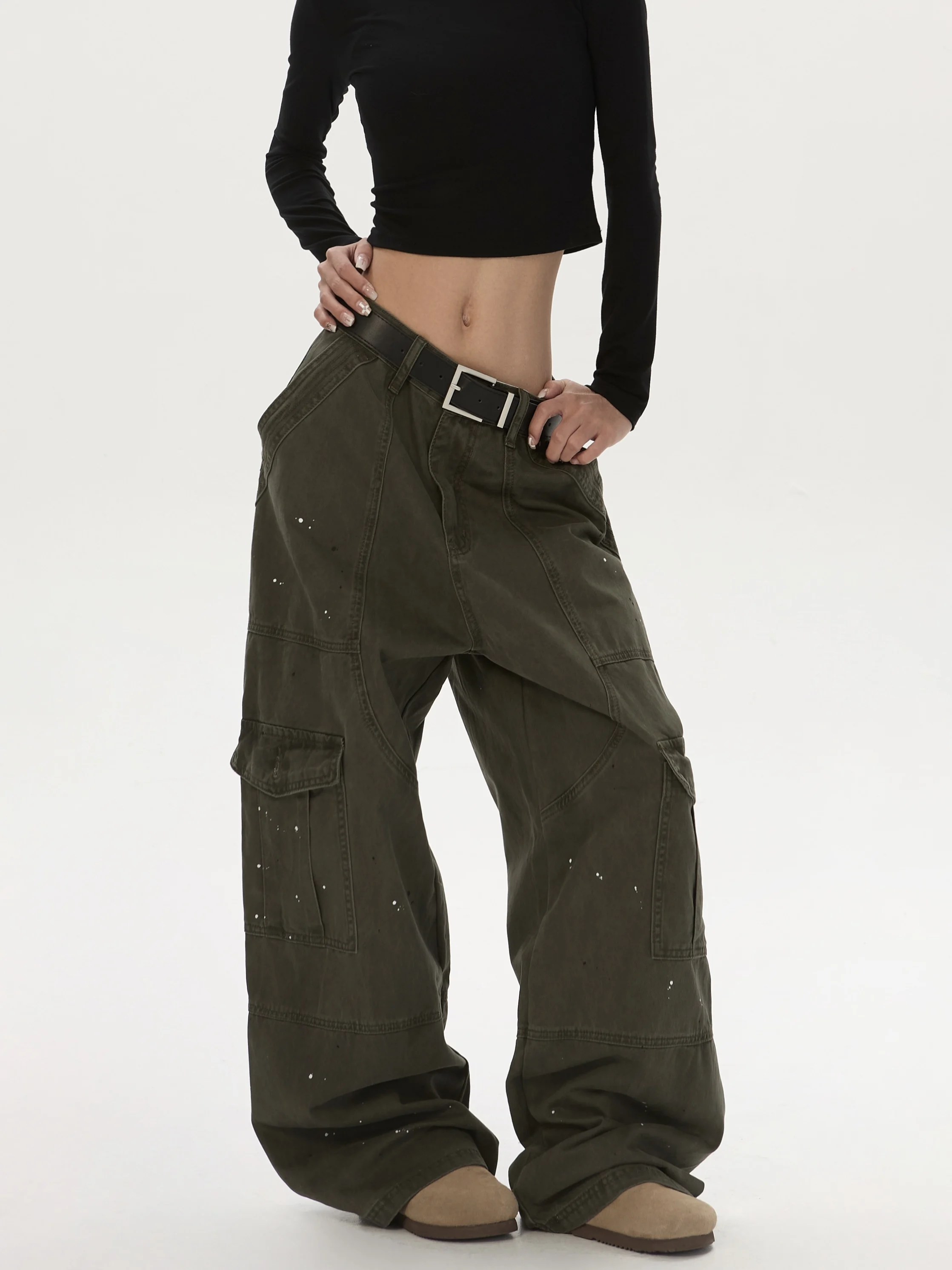 

Мужские рабочие брюки в стиле ретро с эффектом брызг краски, винтажный дизайн с элементами пэчворка, широкие повседневные брюки с эффектом потертости