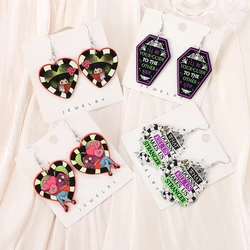 1Pair Halloween Drop Earring Creative Acrylic OUIJA Coffin Heart Fashion Jewelry For Woman Girl Holiday Birthday Gift