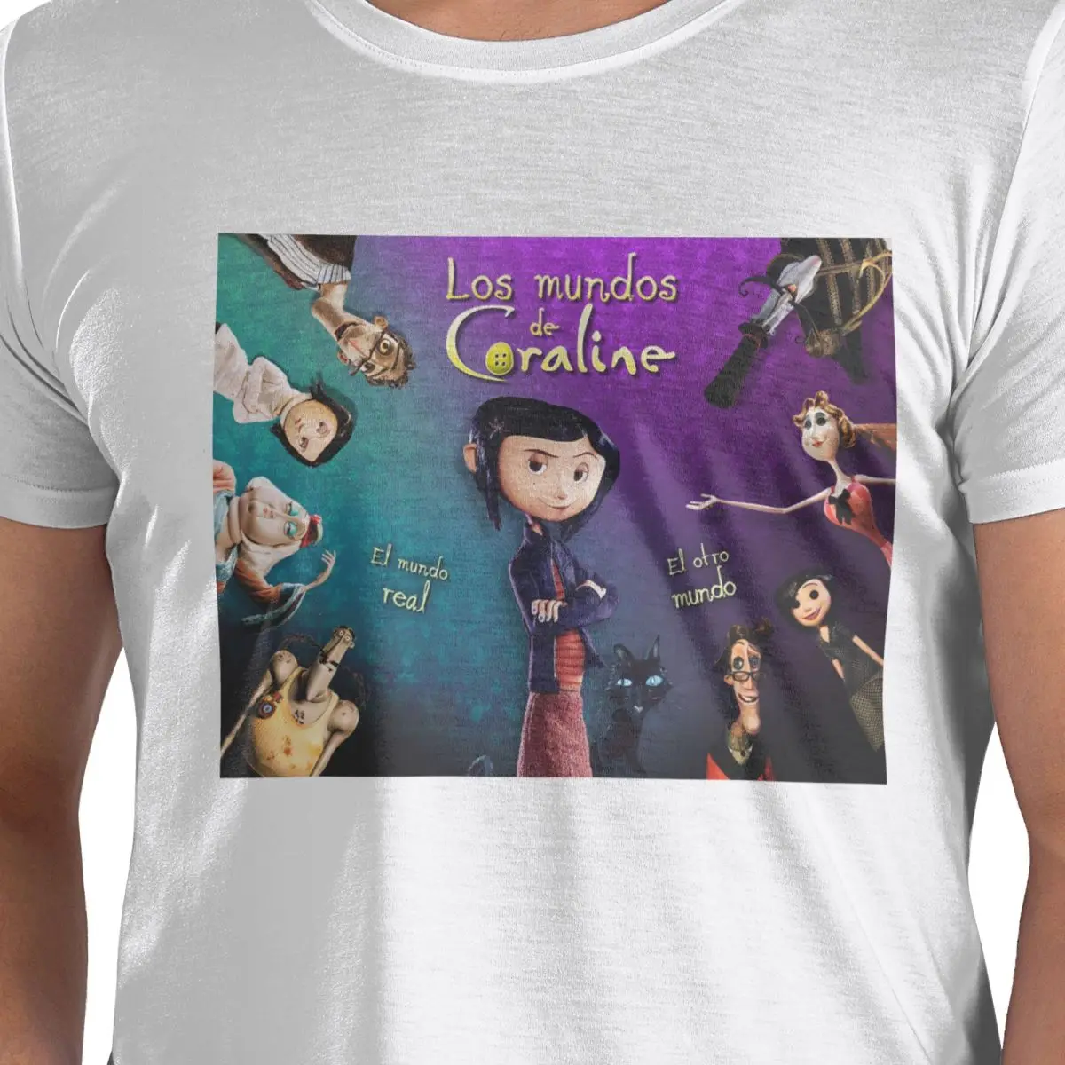 

Coralines Halloween Cartoon Anime 100% Cotton T-Shirt Men'sClassic T Shirts Men O-Neck Short Sleeve S-6XL