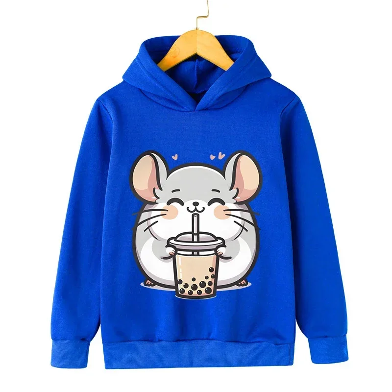 Fashion Kids Hoodies Cartoon Guinea Pig Bobo Tea Hoody 2024 Girls Lovely Opossum Long Sleeve Pullover Boy Cute Animal Sweatshirt