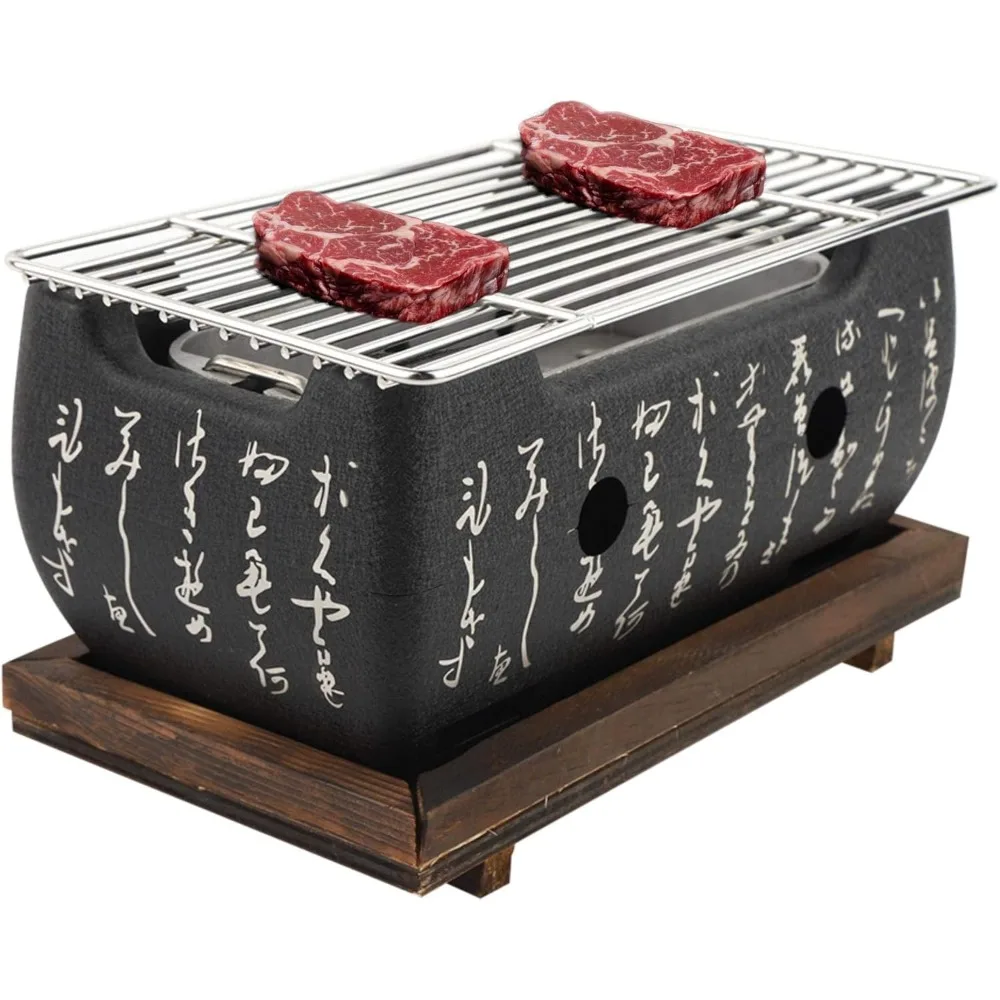 

Japanese Yakiniku Grill, Portable Barbecue Stove Heat-Resistant Japanese Food Charcoal Stove, Independent Carbon Trough, for Hou