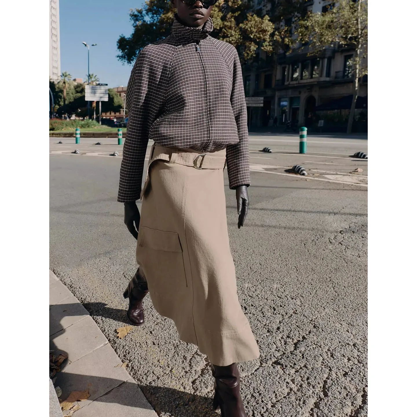 Winter Damen Casual Sle Kragen Lange Sve Plaid Baumwolle Pilot Jaet Mantel Polyester Faser ort Länge Reißverschluss