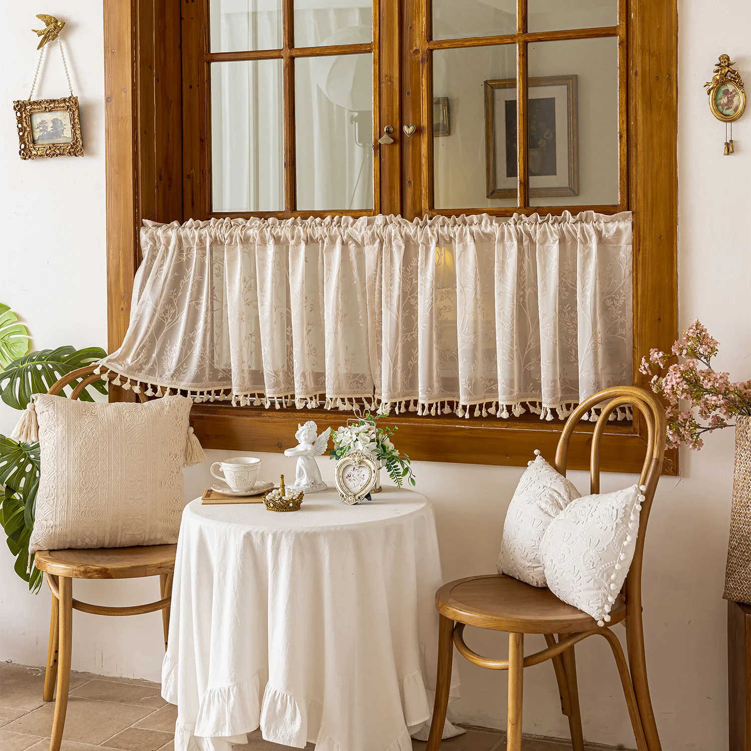 Cabinet covering curtains bookcases gauze curtains dust curtains non perforated half curtains short curtains cabinet curtains