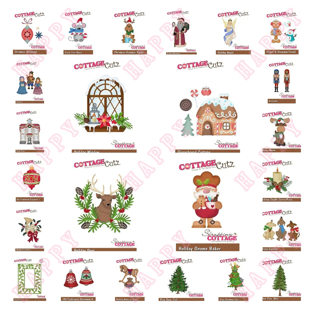 

Holiday Carolers Gingerbread Cottage Metal Cut Dies Christmas Reindeer Decoration For DIY Scrapbook Diary Album Paper Template