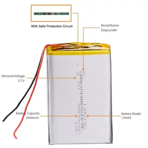 JST 1.25 2P 3.7 V 8000mAh Baterai Li-ion Polimer Lithium 126090 untuk Buku Elektronik DIY GPS PSP DVD Bank Daya Tablet PC IPAQ 10 baterai 126090 penjualan terbaik - №