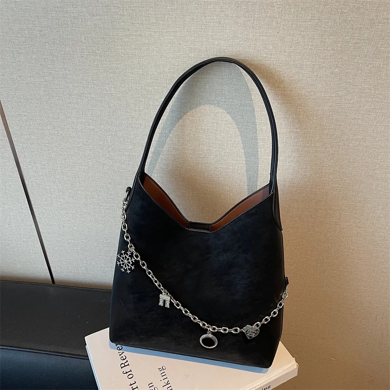 حقيبة تحت الإبط لخريف وشتاء 2025، محفظة حمل بحزام على شكل سلسلة، حقيبة كروس نسائية فاخرة من اليوم إلى الليل، حقيبة ذات مقبض علوي واسعة #2