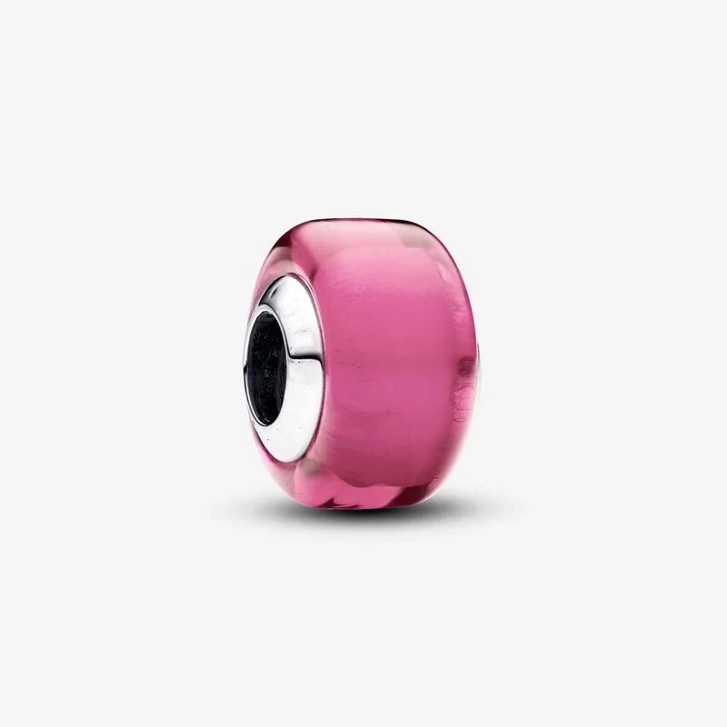 

2024 Authentic 925 Sterling Silver Pink Mini Murano Glass Charm beads Fits Pandora bracelets Jewelry Making