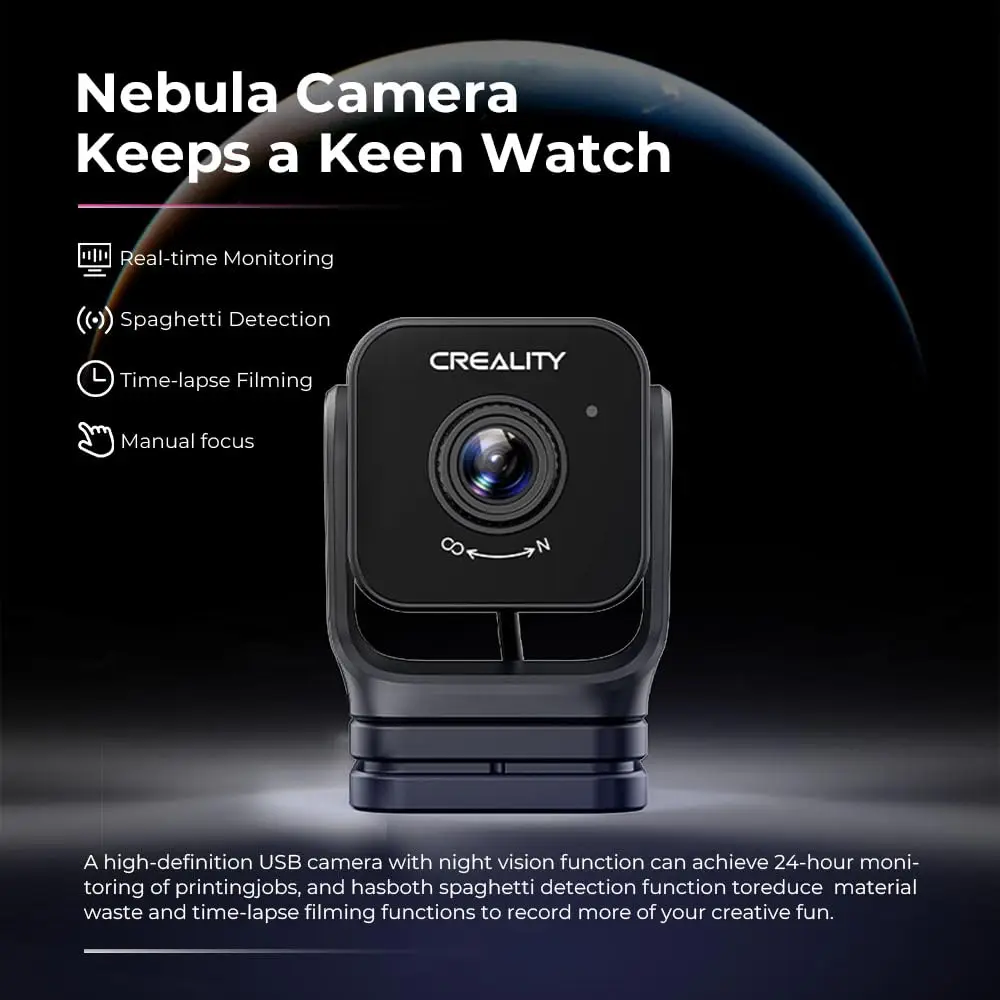 CREALITY HD Nebula Camera 3D Printer Cameras With Night Vision for 24H Real-Time Monitoring, Time-Lapse, Spaghetti Detection