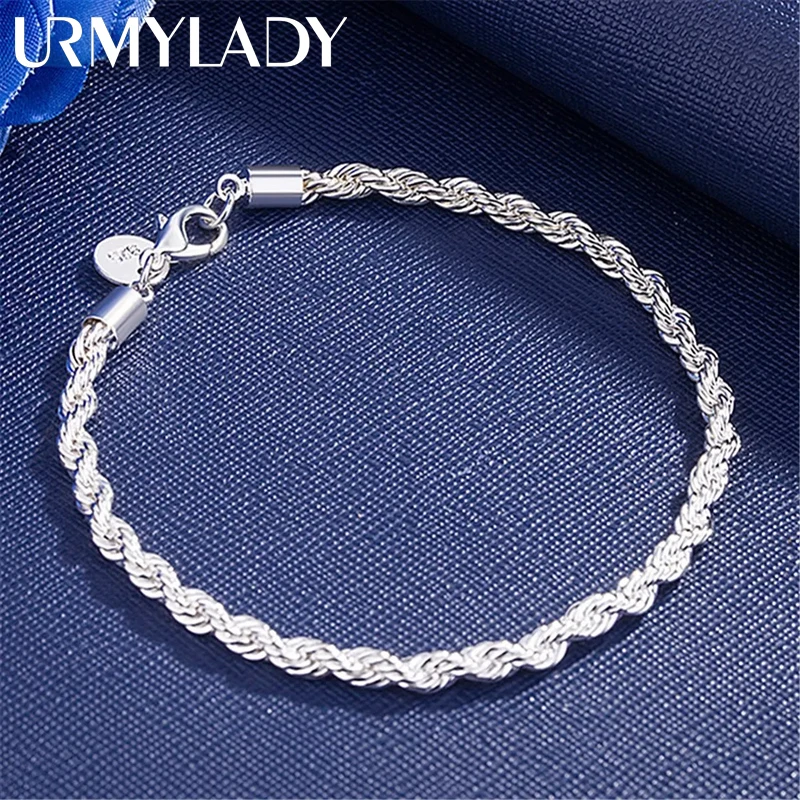 Heiße Charms 4mm verdrehte Seil kette 925 Sterling Silber Armbänder für Mann Frau Mode klassischen Schmuck Hochzeits feier Weihnachts geschenk