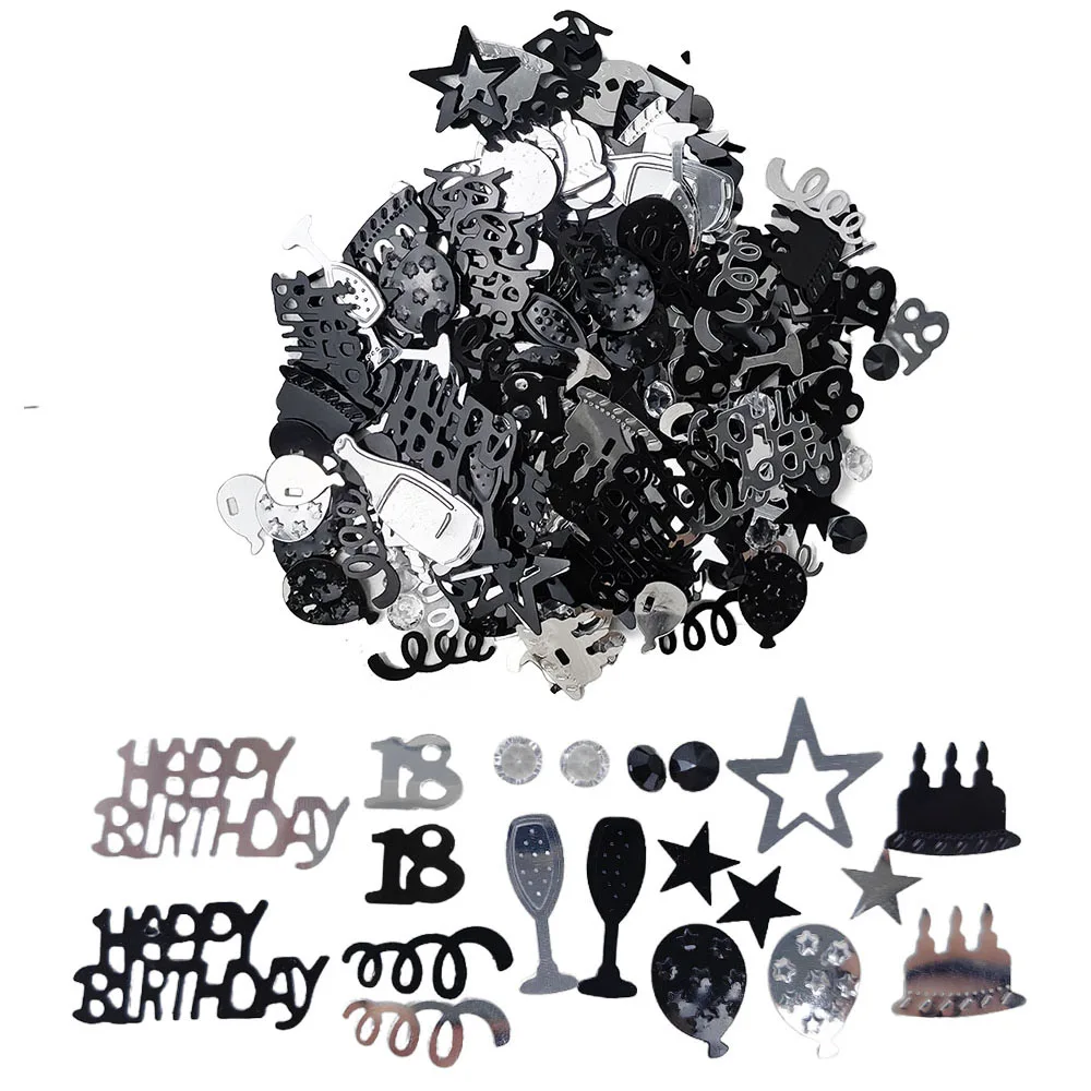 18th Birthday Party Decoration Supplies 15g/bag Colored Paper Scraps Decorated With Black And Silver Digit Wine Bottles DIY