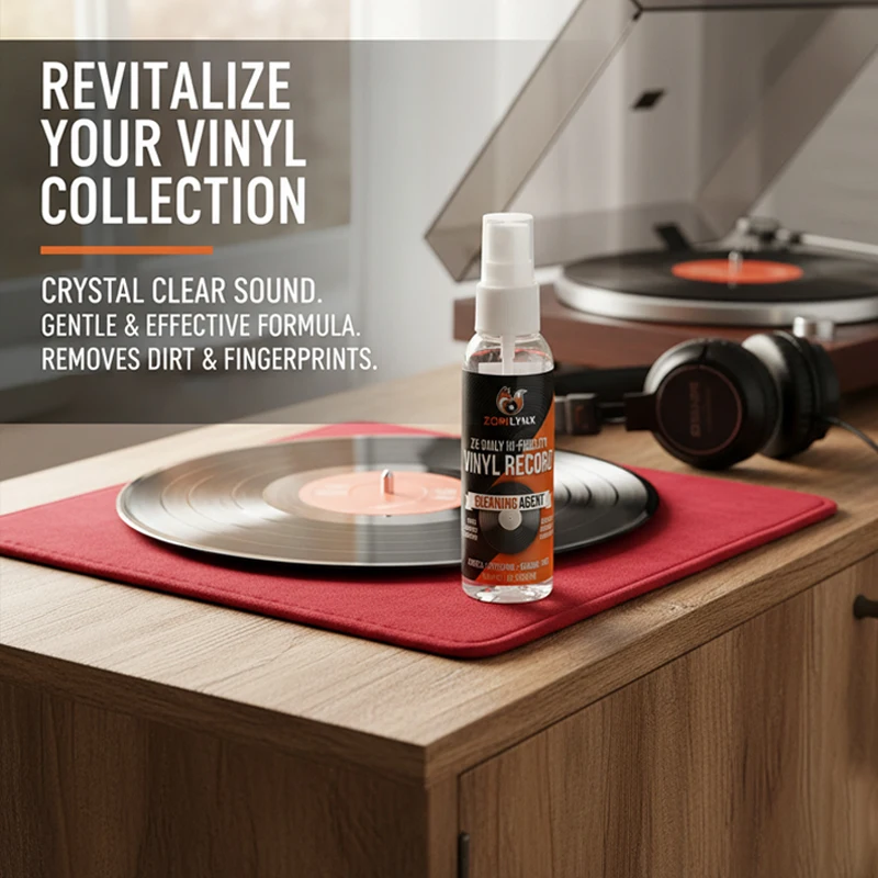Premium Vinyl Cleaning Set Deep Cleaning Solution and Brush Accessories for Safe and Thorough Record Maintenance - ZORILYNX