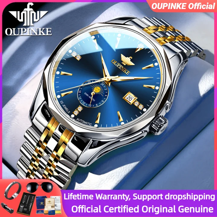 

OUPINKE 3275 Mechanical Watch Men's Original Top Brand Sapphire Mirror Stainless steel High end Man Wristwatches
