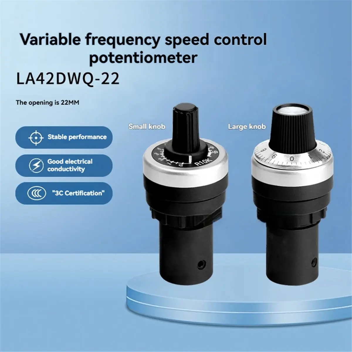 5Pcs LA42DWQ-22 22mm Diameter Pots Rotary Potentiometer Potentiometer Knob Resistance Switch 10K