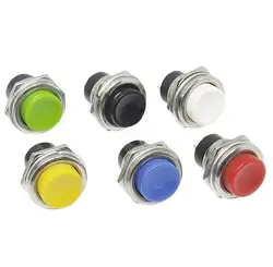 2pcs Colors 16mm Mounting Hole 2 Pins SPST 3A 125VAC Normal Open/Close Momentary Push Button Switch