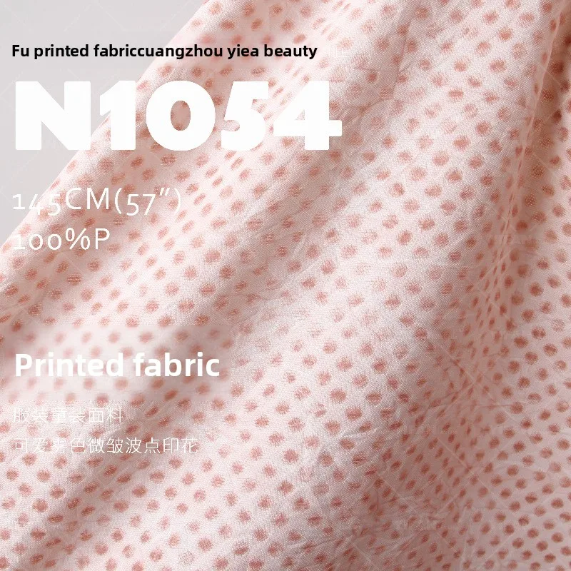 

Crinkled Sweet Polka Dot Printed Fabric for Dress Childrens Clothing Diy By The Meter Sewing Material Cloth Wholesale Fabrics