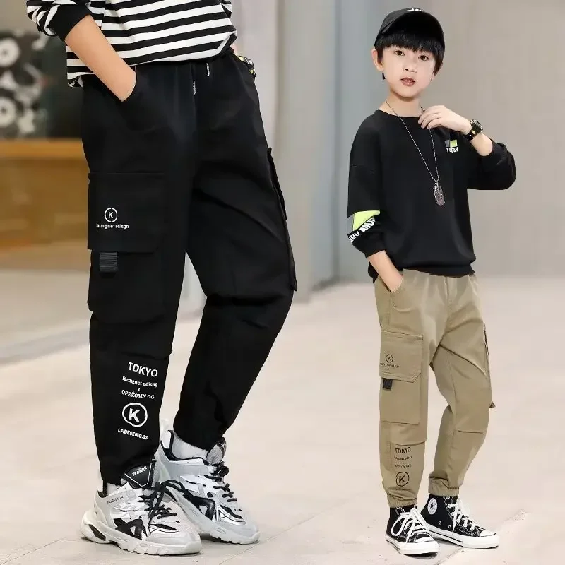 Spring Summer Kids Boy Long Cargo Pants Korean Children's Clothing 4 5 6 7 8 9 10 11 12 13 14 15 Year Pants for Boy Kids Clothes