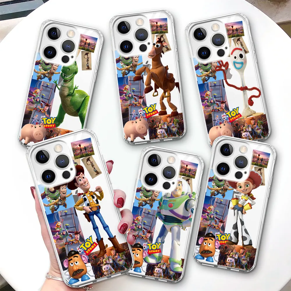 Disney Toy Story Case for Apple iPhone 11 15 Plus 13 12 Mini 7 8 X XS XR 14 Pro Max Transparent Soft Silicone Phone Cover Coque