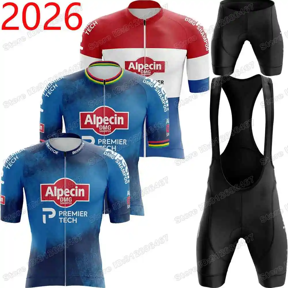 Conjunto de Maillot de Ciclismo Alpecin-Premier-Tech 2026,Ropa de Ciclismo Campeón del Mundo Países Bajos Mathieu van der Poel,Camiseta de ciclismo de carretera Ciclocross,Culotte con tirantes