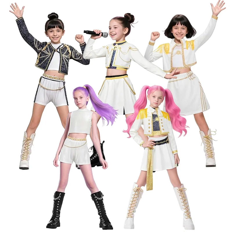 

Anime KPop Zoey Lumi Girls Dress Set Demon Hunters Cosplay Costume Stage Performance Outfit Halloween Carnival Comic-con Party