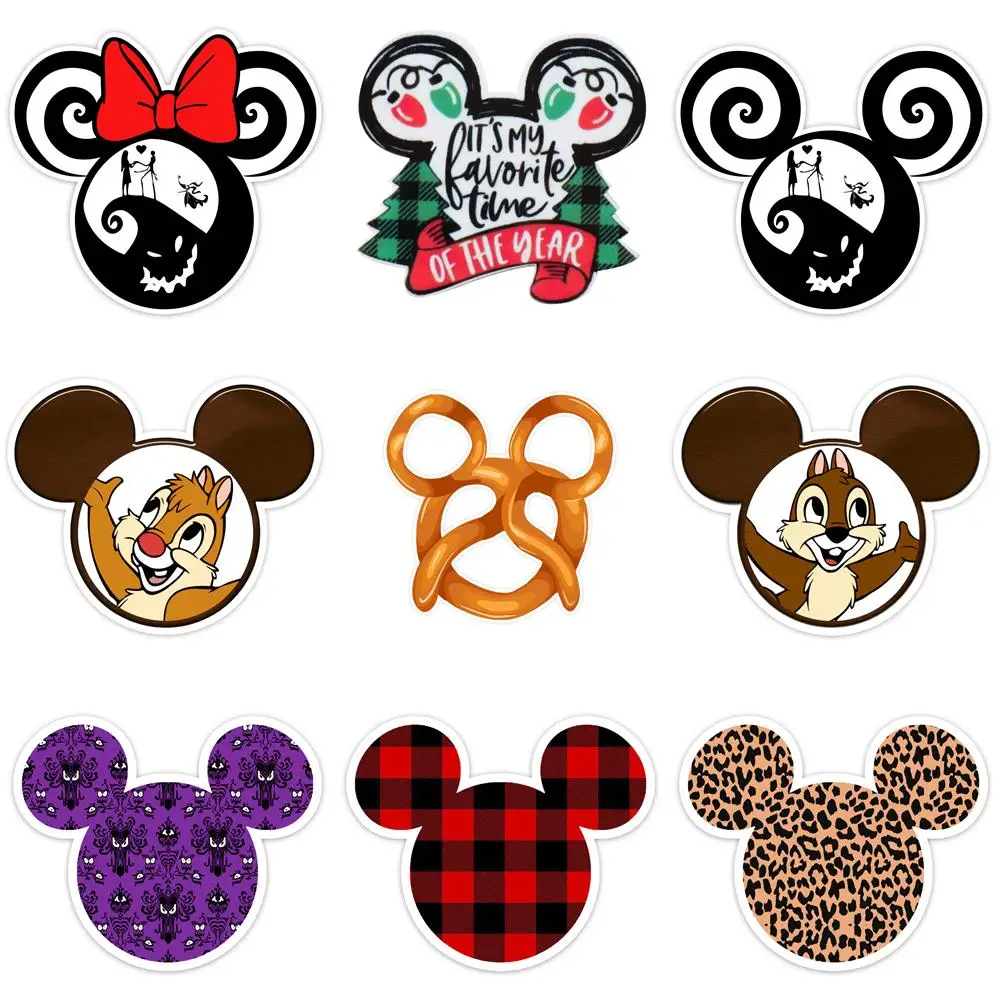 Disney Mickey Head 5pcs/Lot Planar Resin Flatback Glitter Acrylic Craft Supplies Cabochon Scrapbook DIY Hair Bow Bag Material