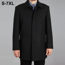 2023 New Men Winter Jacket Autumn Wool Coat High Quality Woolen Jacket Male Pea Coat Overcoat Men Winter Long Coat Plus Size 7XL