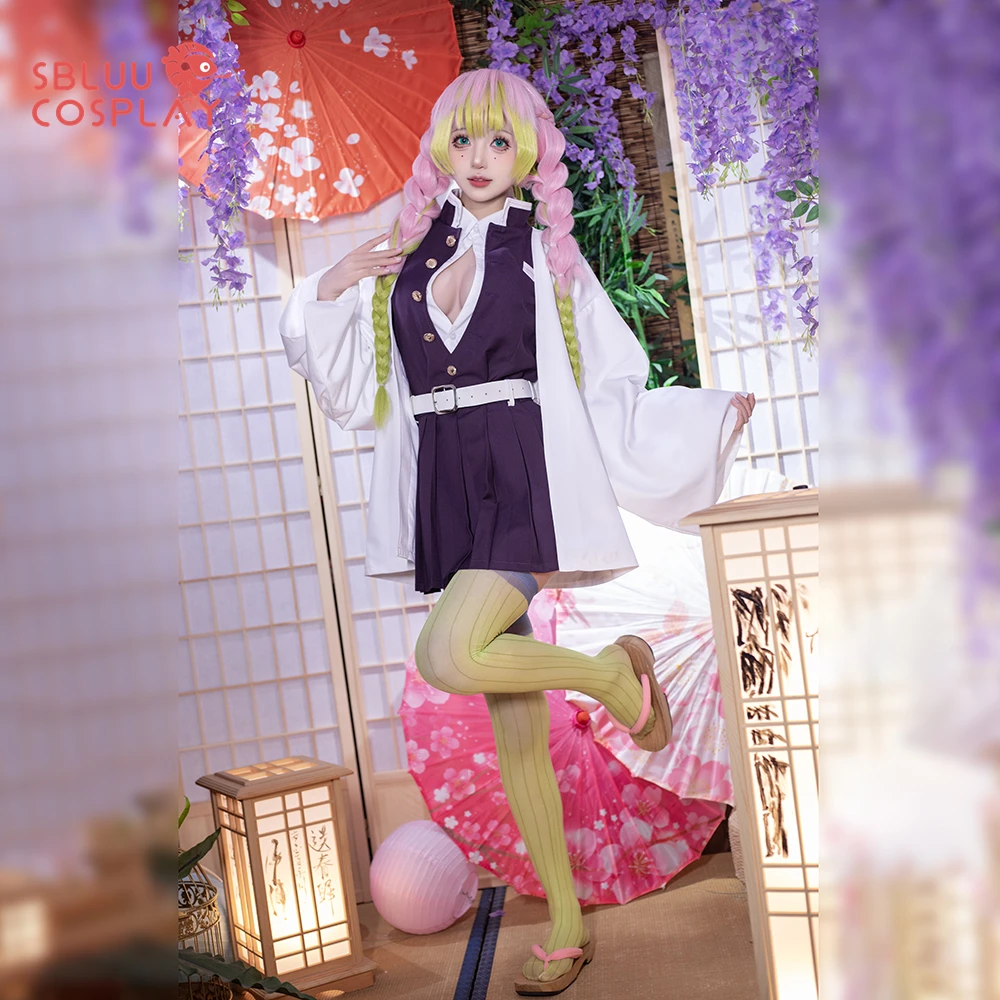 

SBluuCosplay Mitsuri Kanroji Косплей Костюм Вышивка SR Качество Фиолетовый TR Материал
